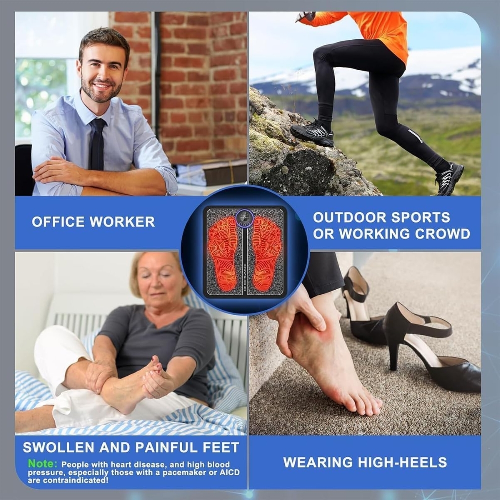 Portable EMS Foot Massager Pad for Muscle Stimulation & Pain Relief - Image 3